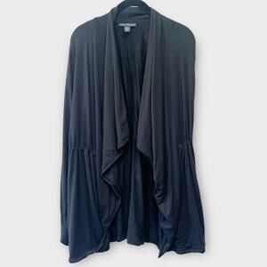 Black drawstring maternity sweater jacket open front size large